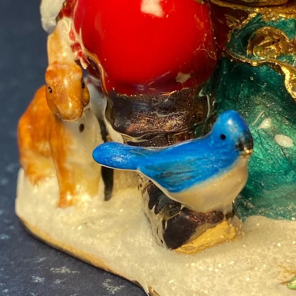 Kubla Crafts Bejeweled Christmas Santa Claus with Animals Box
